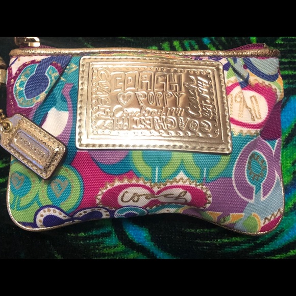 Coach poppy wristlet purse multicolors - Picture 1 of 7